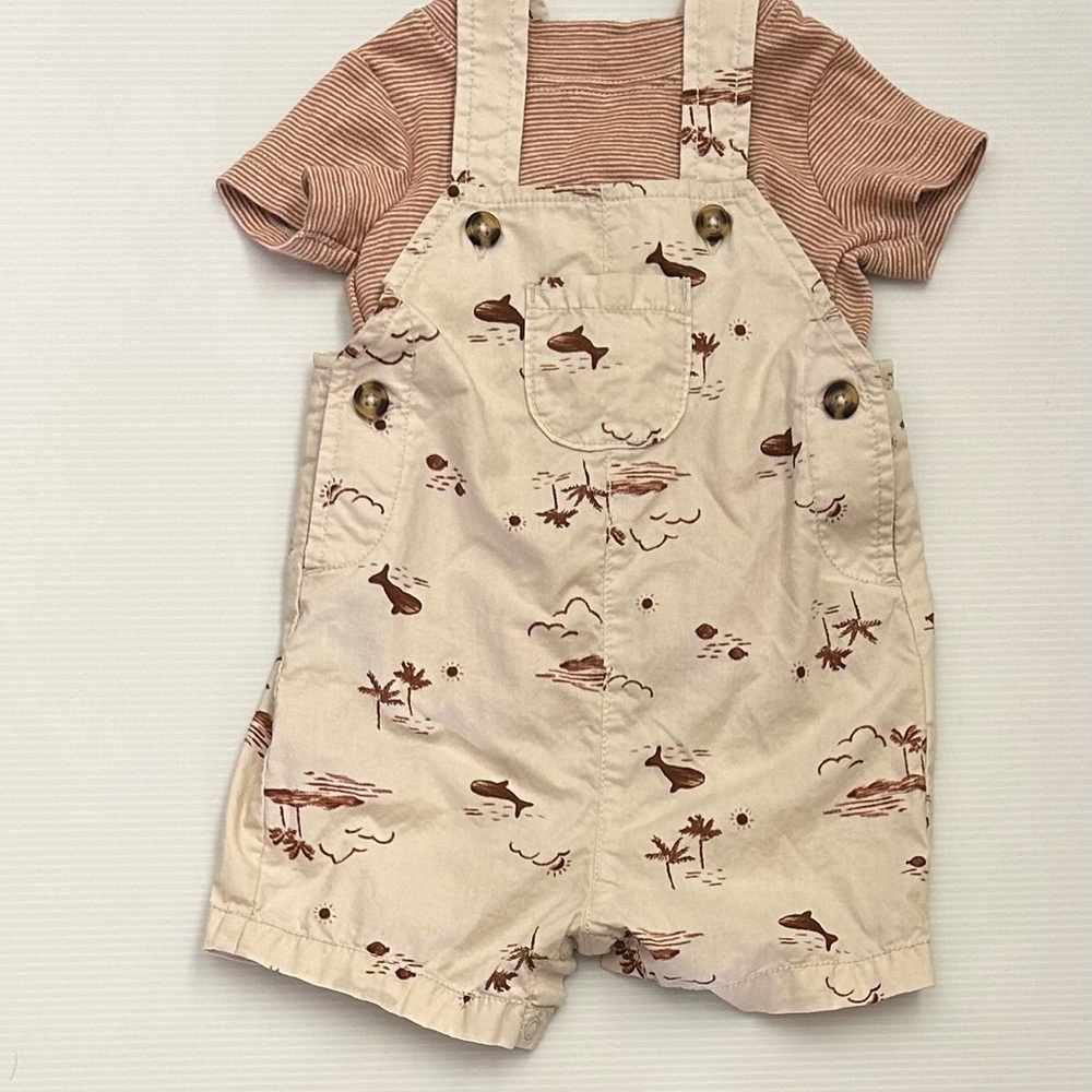 Carter's Beige and Brown Kids Overalls